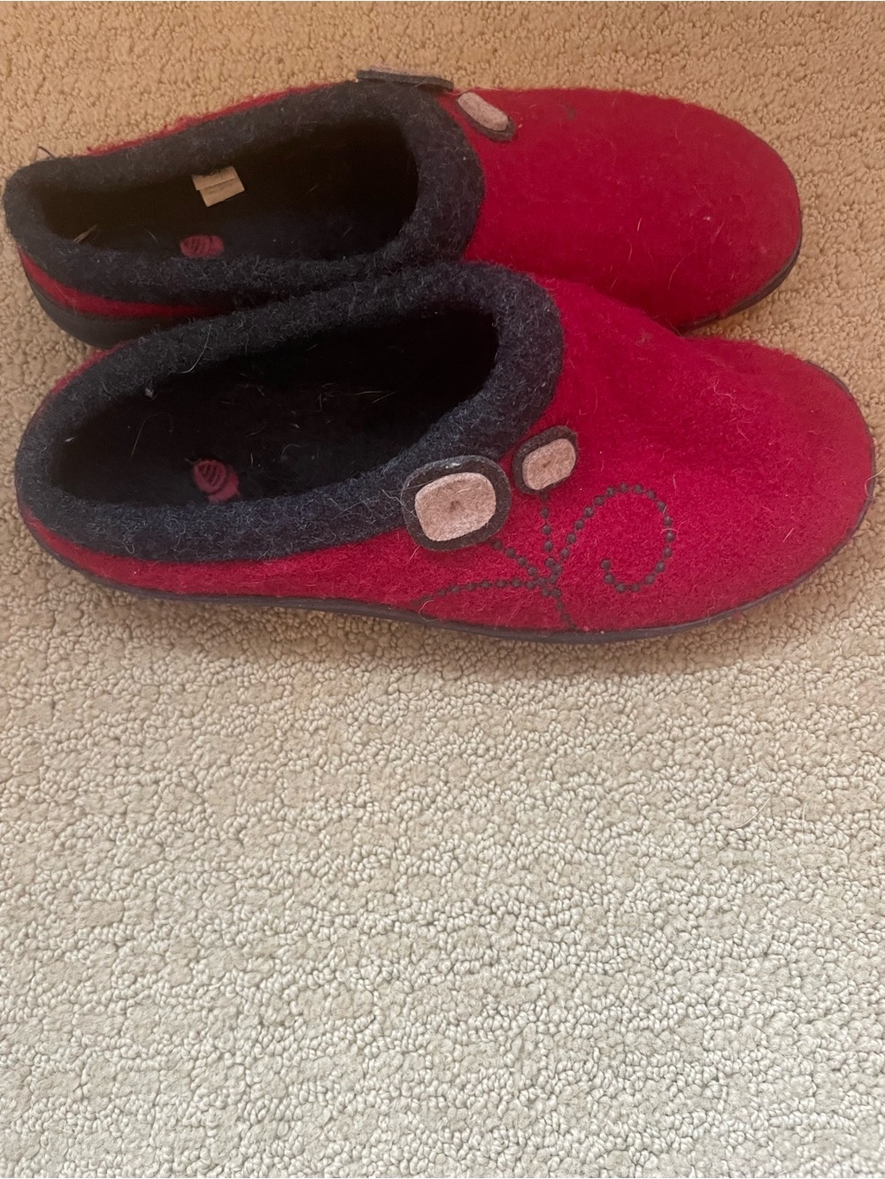 Kids Red Felt Slip-On Shoes